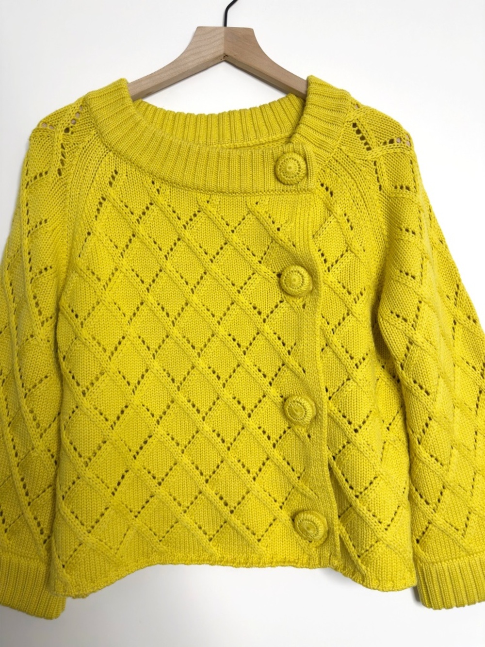 Frances Valentine Wool Diamond Weave Cardigan - Picture 2 of 9